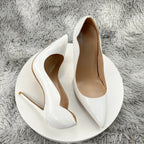 Fashion High Heels Sexy Shoes Women Pumps Large Size 43 44 45 White Stiletto Heel Patent Leather Office Wedding Shoes