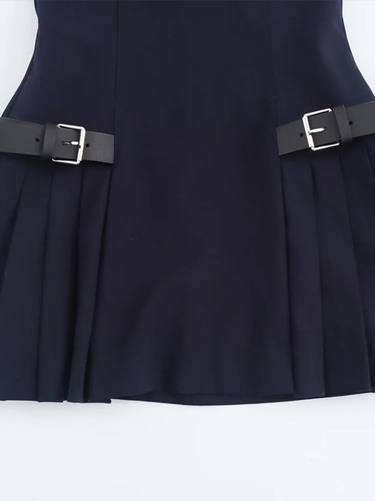 Fashion Y2K Pleated Mini Dress For Women 2025 New Elegant Sleeveless O-neck Chic Evening Short Dress Female Club Party Vestidos