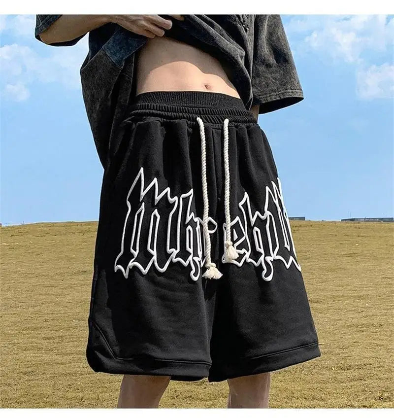 Y2k Shorts For Men 2025 Summer Letter Foam Print Loose Sweatpants Gym Oversized Basketball Shorts Pants Hip Hop Streetwear 8XL