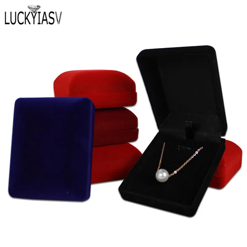 Wholesale Black Velvet Wedding Bride Jewelry Necklace Pendant Box Gift Colar Earrings Trinket Display Case Holder Organizer