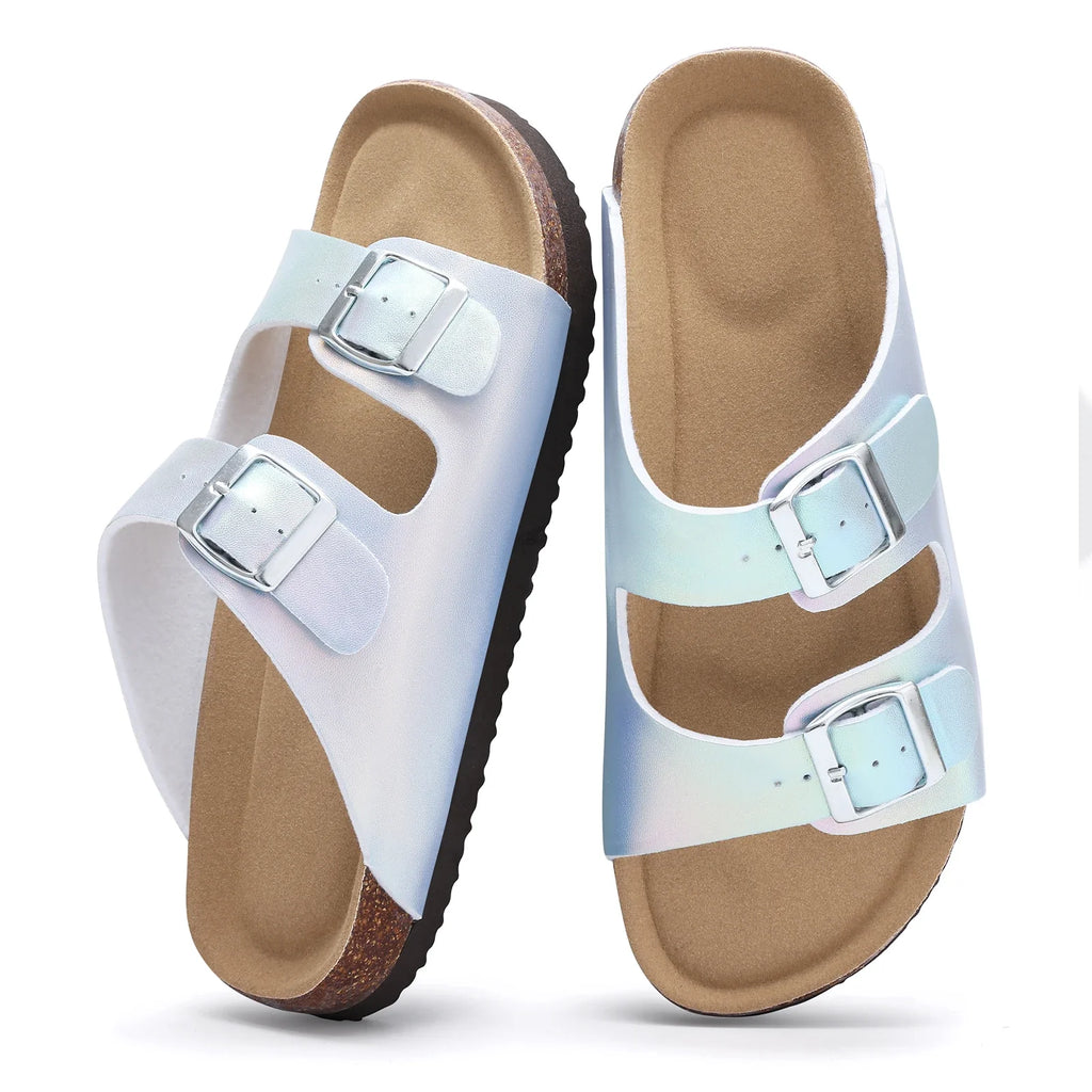 Crestar Women's Cork Slippers With Adjustable Buckle Summer New Gradient Beach Sandals Lady Fashion Clogs Slides House Slippers