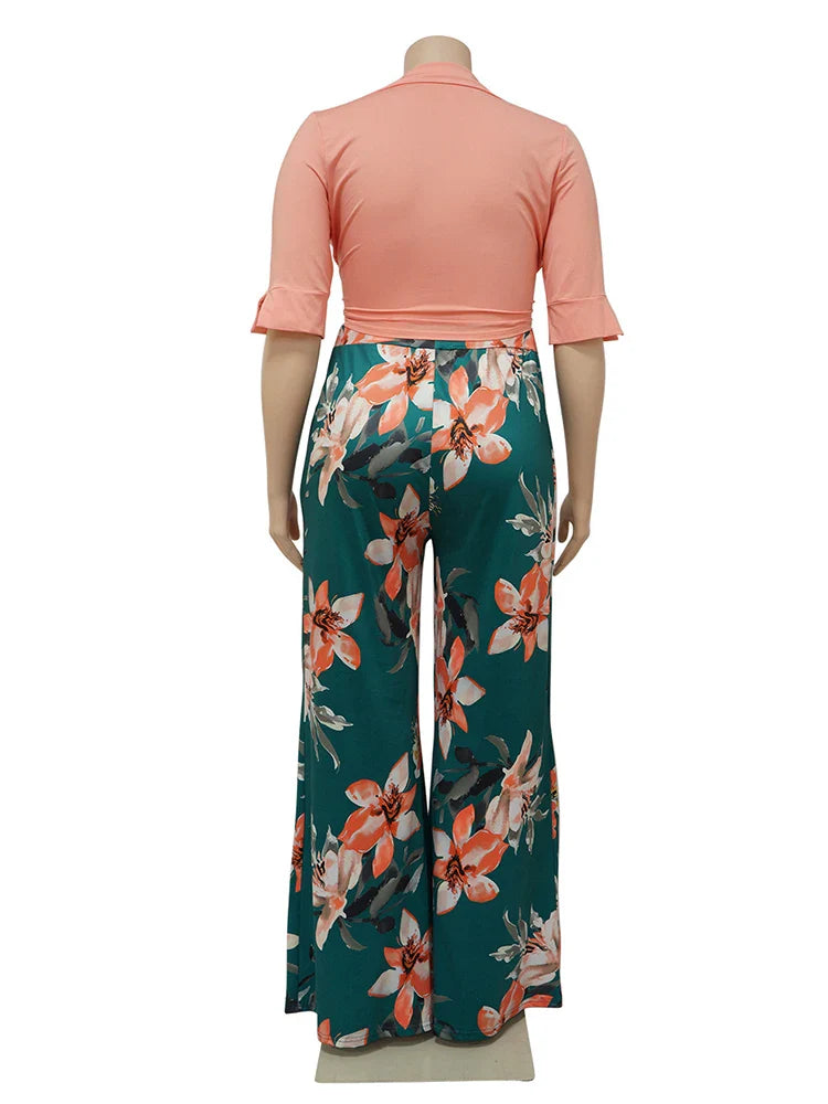 Two Piece Set Women Outfit 2x 3x 4x Summer Suit Elegant Pants and Blouse Set Casual Plus Size Pants Set Wholesale Dropshipping