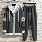 Casual Men's Sport Suit Loose Fit Hooded Cardigan Sweatshirt Pants Set Spring Autumn Season Stylish Outfit