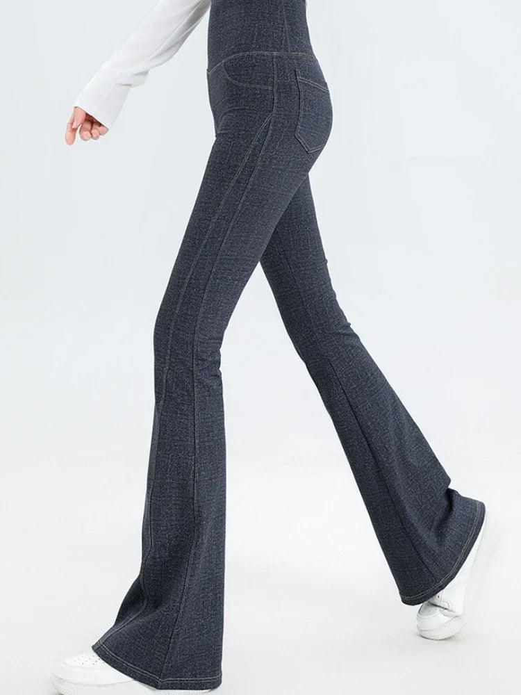 Denim Barbie Pants Women Clothing Wear Slightly High Waist Slim Hip Lift 2024 Spring and Autumn New Solid Sports Women Pants