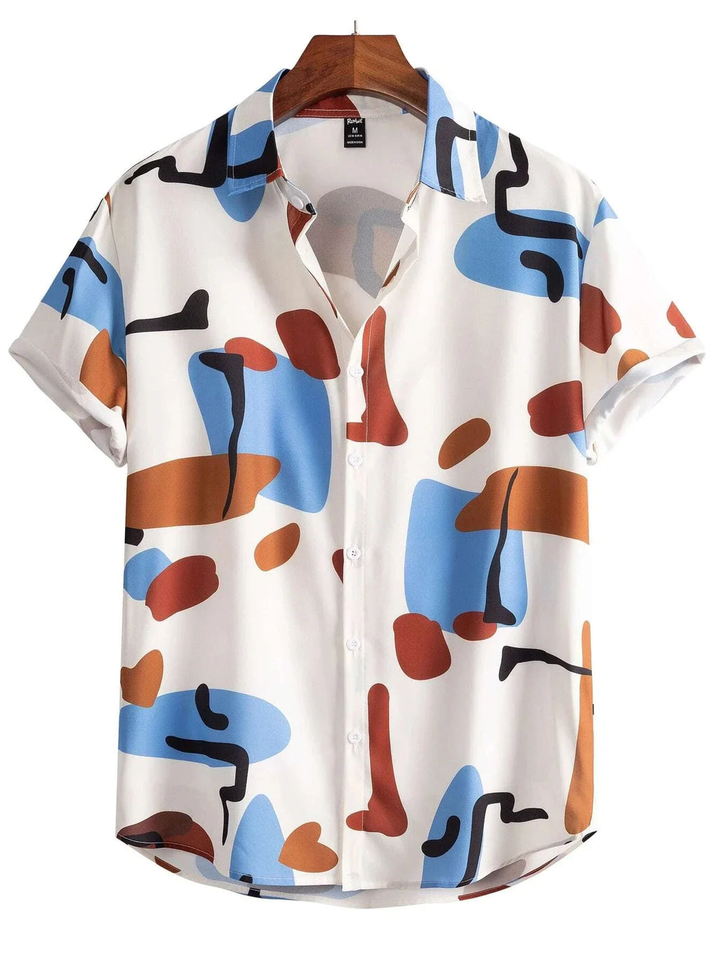 Summer men's And women's Personalized Irregular Pattern Print Design Tops short-sleeved Fashion Shirts Buttoned Versatile Tops