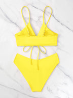 Summer Women's Leopard Patchwork Swimsuit Sexy Back Cross Lace-Up Swimwear High Waist Bikini Set Push Up Bathing Suit Beachwear