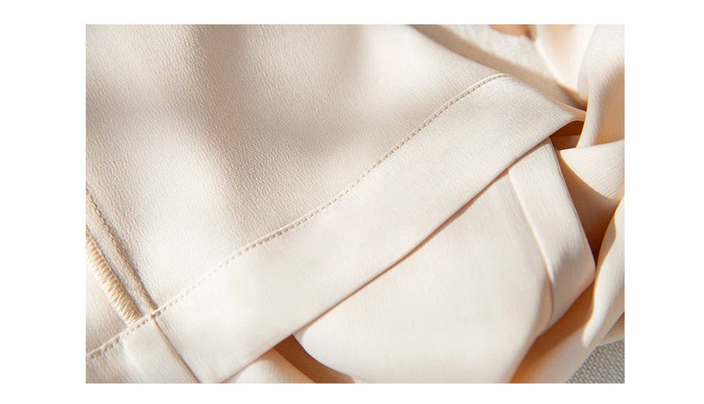 Garemay Summer Autumn Women's Pants Loose Solid Classic Black Straight High Waist Casual Silk Satin Wide Leg Trousers for Women