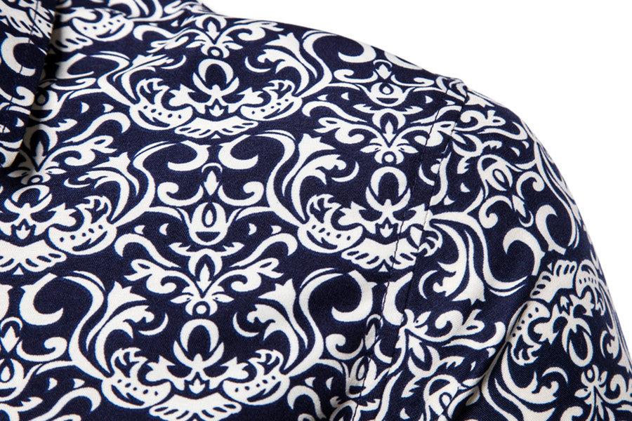 Summer New Men's Short Sleeved Shirt Thin Collar Hawaiian Style Floral Shirt Vacation Series Men's Shirt