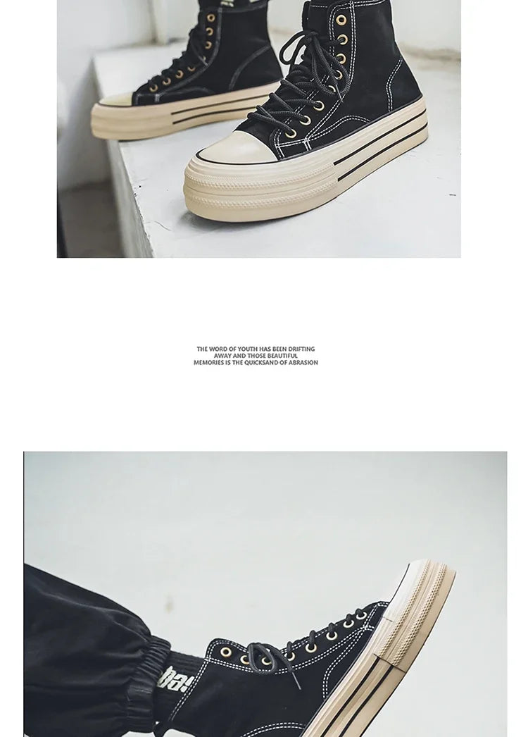 Classic Fashion Skateboarding Shoes for Men Women Comfy Suede Leather High Top Sneakers Men Height-increasing Platform Sneakers