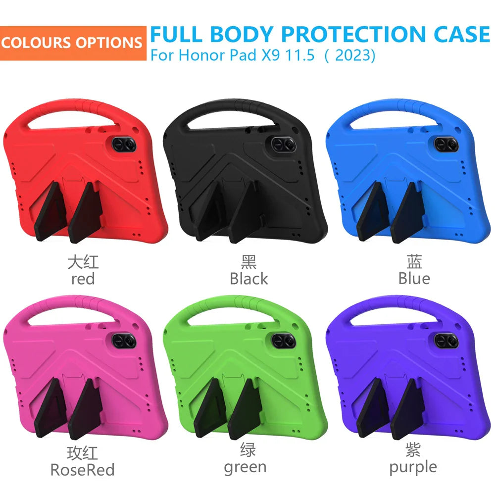 For Honor Pad X9 2023 11.5 inch Case EVA Foam Portable Hand Holder Kids Safe Shockproof Stand Tablet Cover