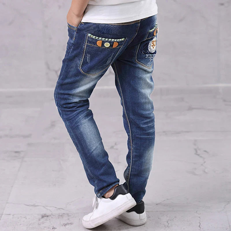 IENENS Fashion Jeans Trousers Boy's Denim Long Pants Kids Slim Jeans Young Children Straight Cowboy Pants 5-13Y Spring Autumn