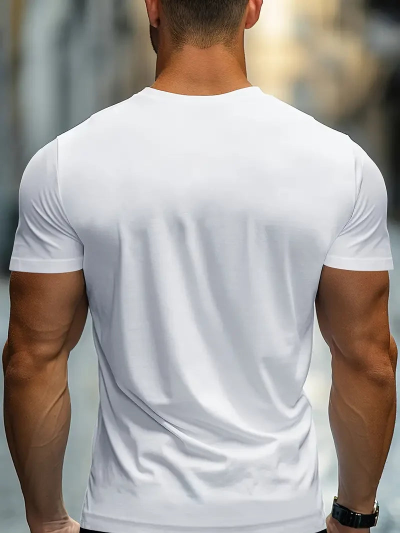 Creative Print Men's Fashionable Summer Crew Neck Short Sleeve Sports T-shirt, Comfortable And Versatile