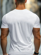 Creative Print Men's Fashionable Summer Crew Neck Short Sleeve Sports T-shirt, Comfortable And Versatile