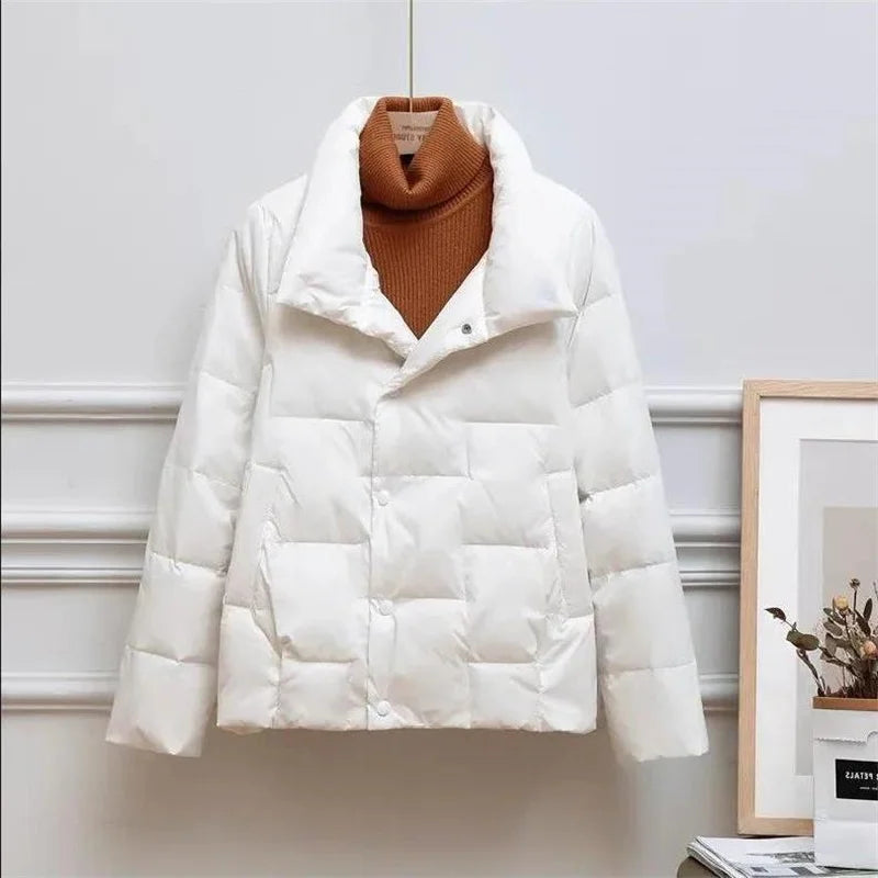 Women's Parkas Autumn Winter stand-up collar Lightweight thin Short 2025 New Female Loose Cotton Jacket Leisure Overcoat 5XL