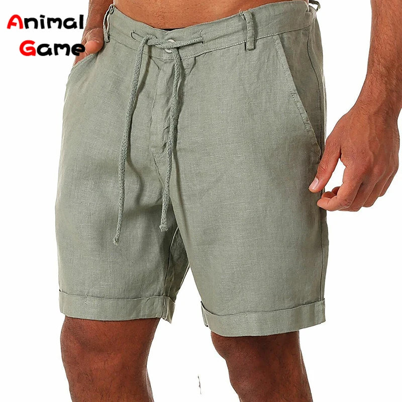 Summer Fashion Mens Linen Shorts Men Cotton Beach Short  New Wild Leisure Loose Solid Cargo Shorts for Men Sweatshorts