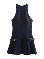 Fashion Y2K Pleated Mini Dress For Women 2025 New Elegant Sleeveless O-neck Chic Evening Short Dress Female Club Party Vestidos