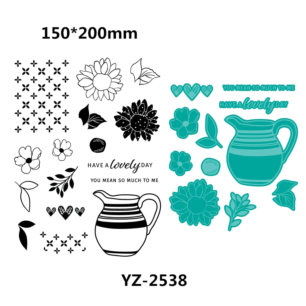Daily Grind Autumn Bears Occasion Flowers Sunshine 2024 Newest Cutting Dies Clear Stamp Stencil for Scrapbooking Paper Making