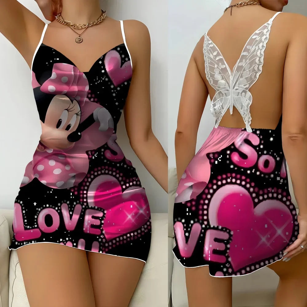 Back Butterfly Hollow out Design Women's Nightwear Romantic Female Suspender Sleeping Dress Summer Comfortable Pajama for Women