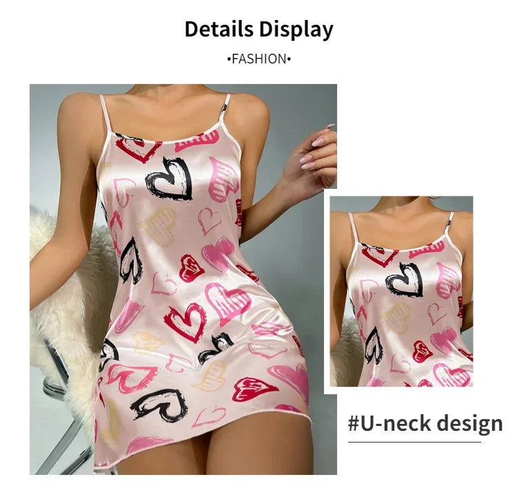 Women Nightdress Sexy Sleepwear Pajamas Nightgowns Slip Skirt Loungewear Nightie Ladies Summer Casual Home Clothes Pyjama Femme