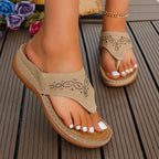 Women Platform Sandals Beach Casual Wedges Flip Flops Premium Orthopedic Open Toe Big Toe Anti-slip Outdoor PU Leather Shoes