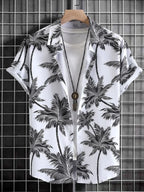 Men's short sleeved shirt new summer Hawaiian style lapel button up shirt casual fashion shirt large size