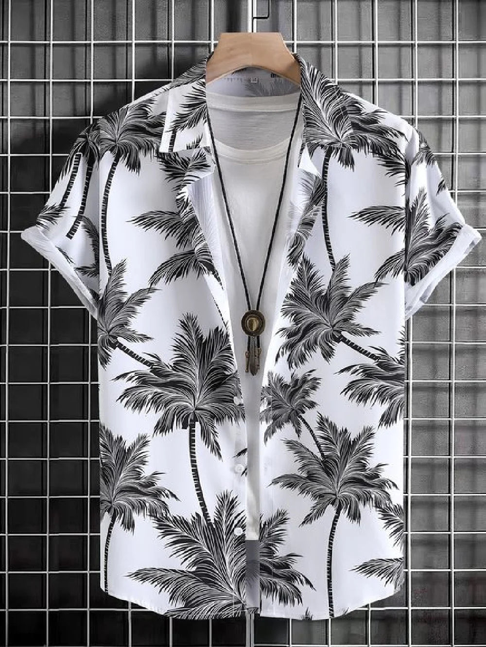 Men's short sleeved shirt new summer Hawaiian style lapel button up shirt casual fashion shirt large size