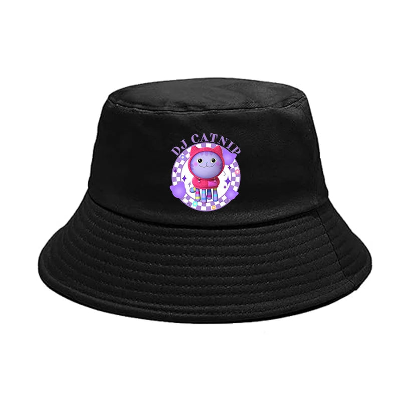 Gabby Dollhouse Bucket Hat Cotton Children Pot Flat Shade Sun Protection Spring Autumn Hats Cartoon Parent-Child Headdress Gift