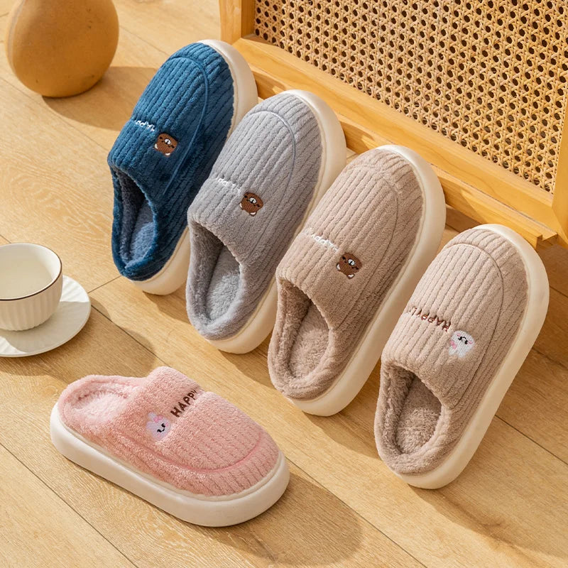 Cotton slippers for women, winter new style, indoor living, warm home, woolen slippers for men, autumn and winter