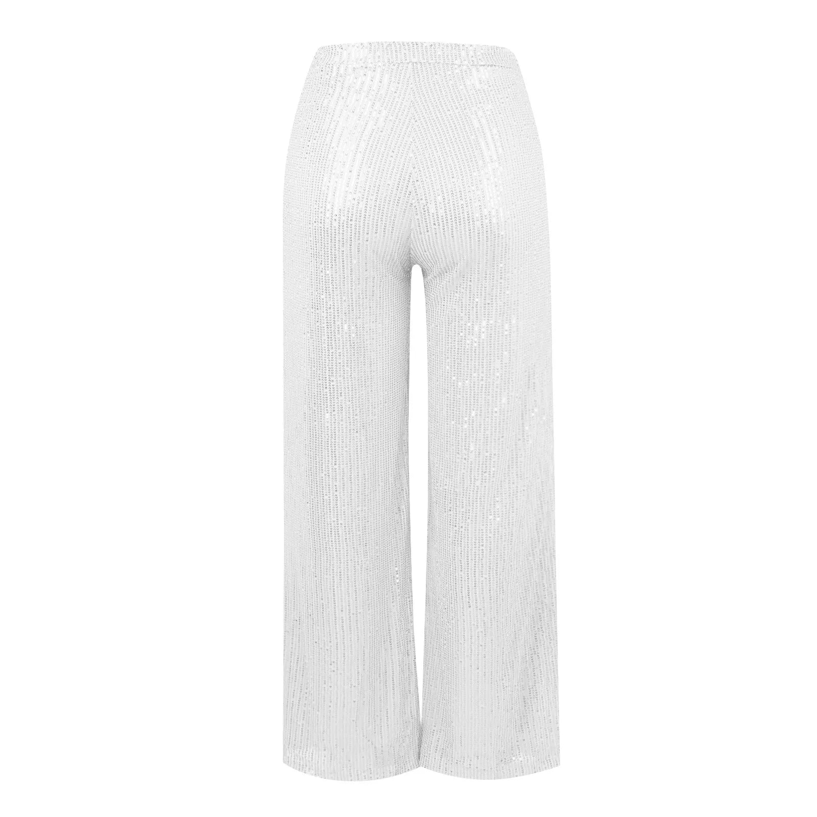 Women's Fashion Solid Color High Waist Sequin Side Zipper Draped Wide Leg Pants Pants for Women Women's Pants Women's Pants 2024