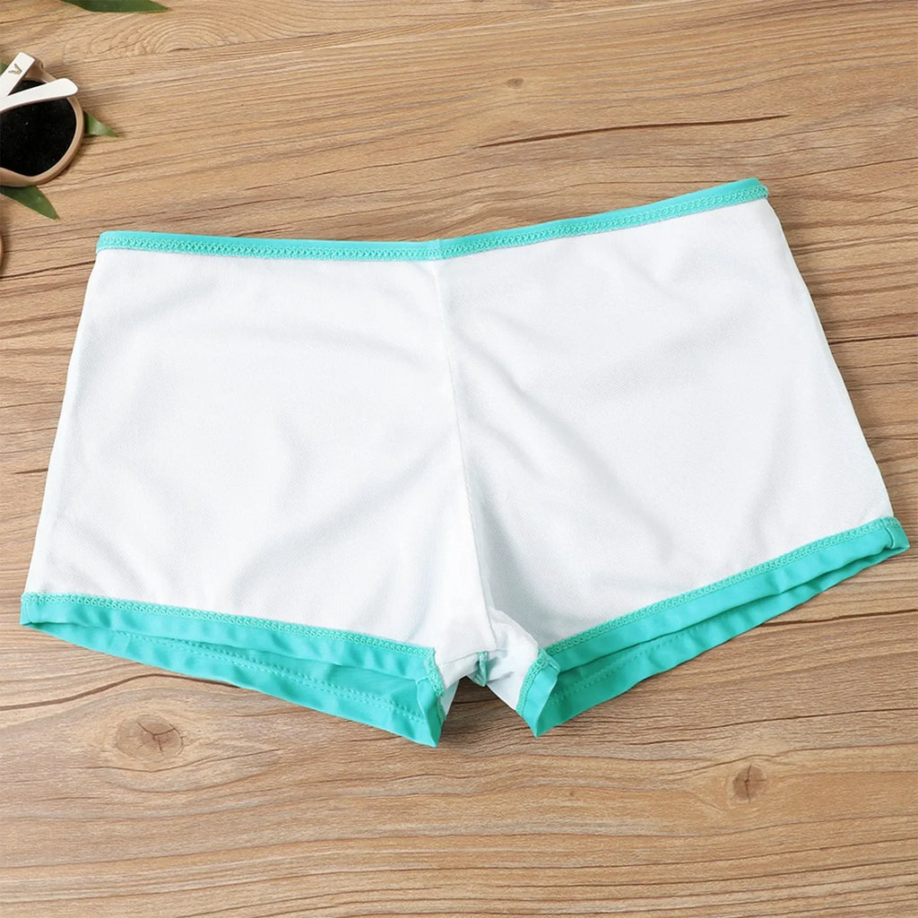 Women's Sexy Slim fit printed suspenders slit boxer shorts bikini plus size swimsuit two piece comfortable pretty swimwear swims