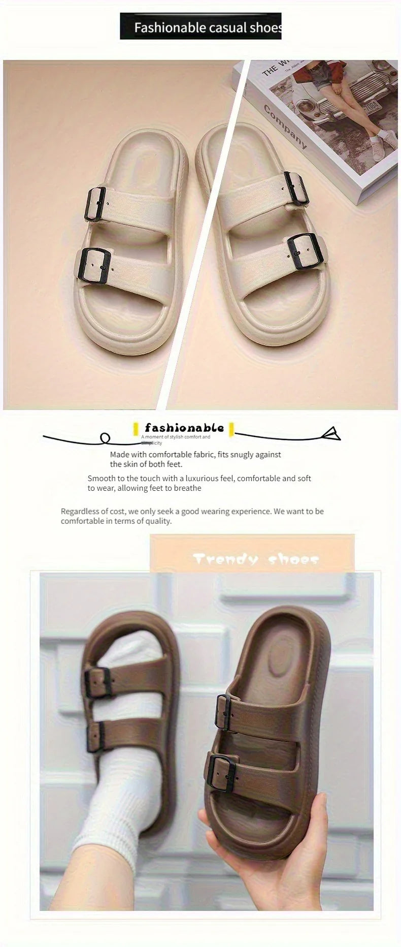 Hot Summer Outer Wear, Soft-Soled, Lightweight, Thick-Soled, Non-Slip, Wear-Resistant Beach Sandals for Women