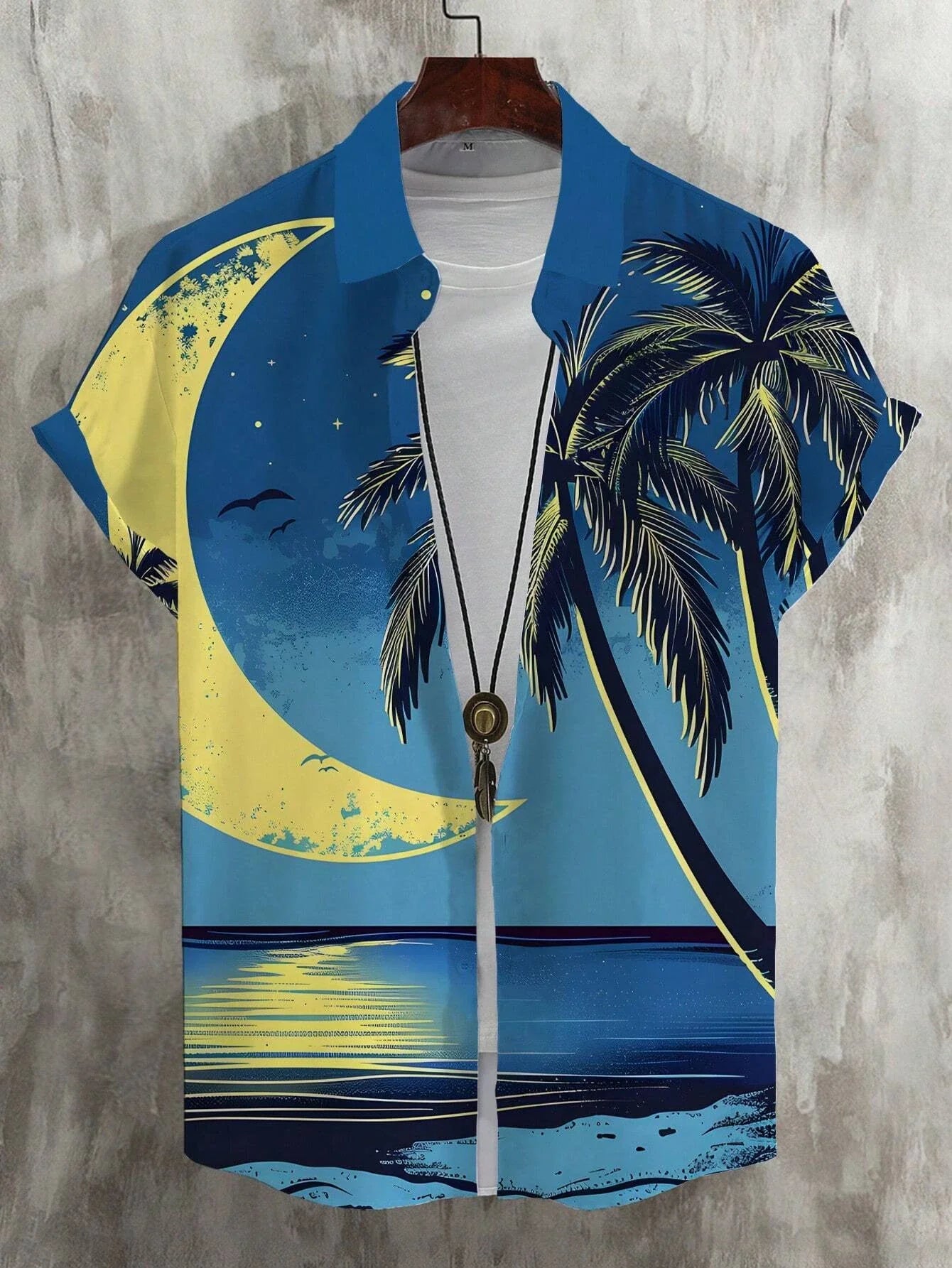 Men's Hawaiian Loose Palm Tree Floral Print Pattern Casual Short Sleeve Shirt Men's Button Up Top
