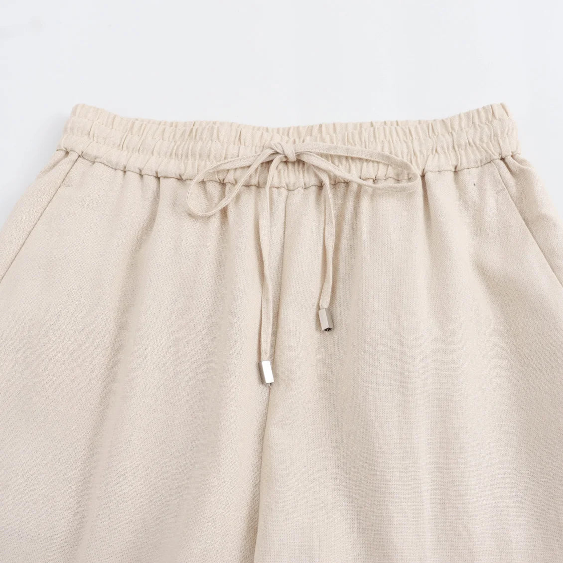 TRAF Women Fashion Spring Summer Lace-up Linen Blended Straight Pants Pocket Office Lady Chic High Waist Trousers Mujer