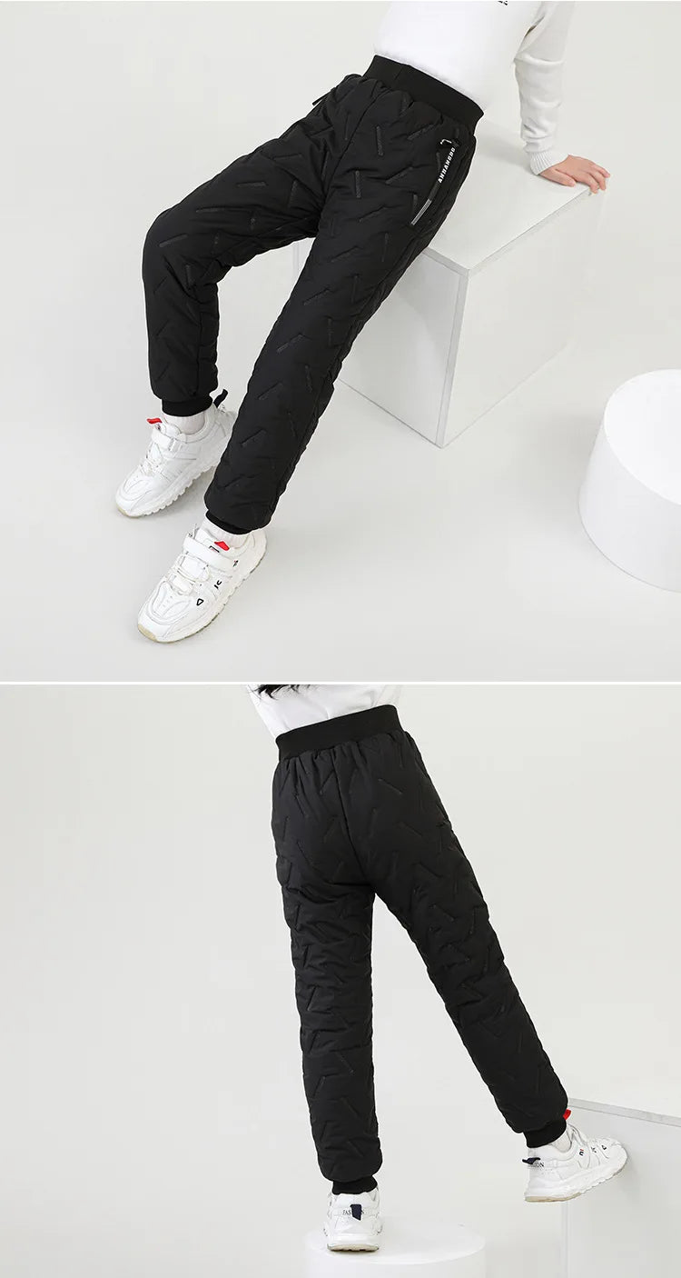 Children's Cotton Pants Winter Boys Thickened Trousers Teen Boys Cotton Lamb Wool Warm Cotton Pants Boys' Plush Casual Pants