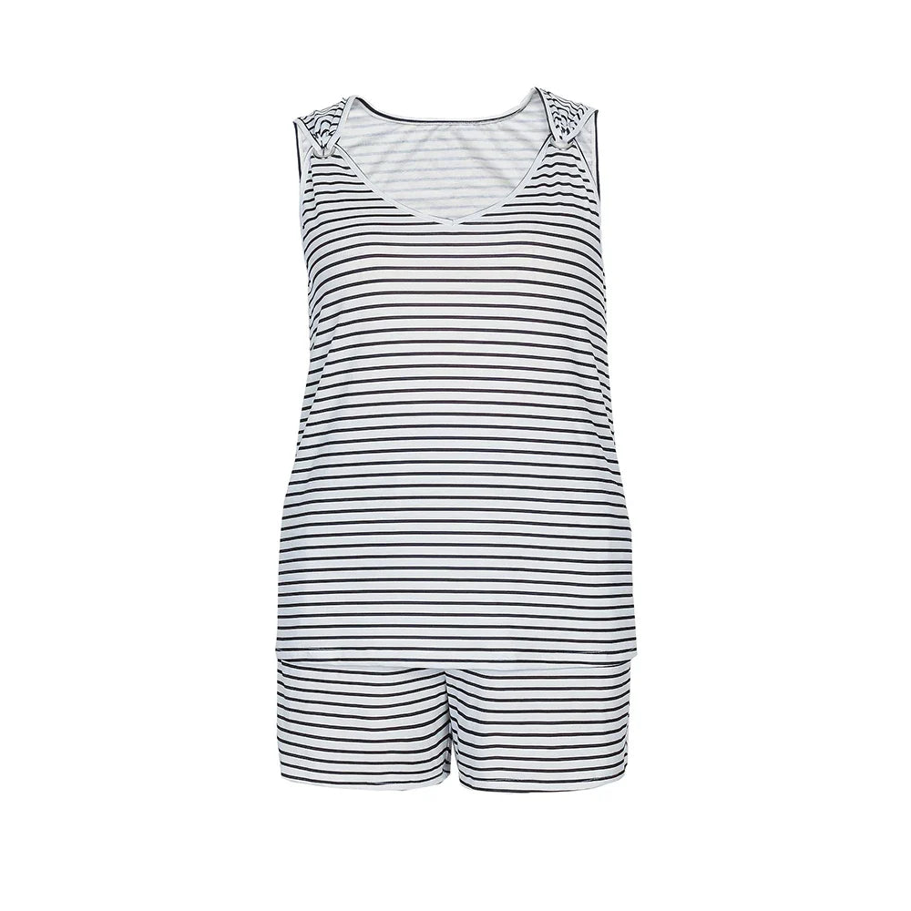 Women's 2025 Summer New Sleeveless Round Neck Vest Casual Short Jumpsuit With Pockets Jumpsuit Two Piece Set