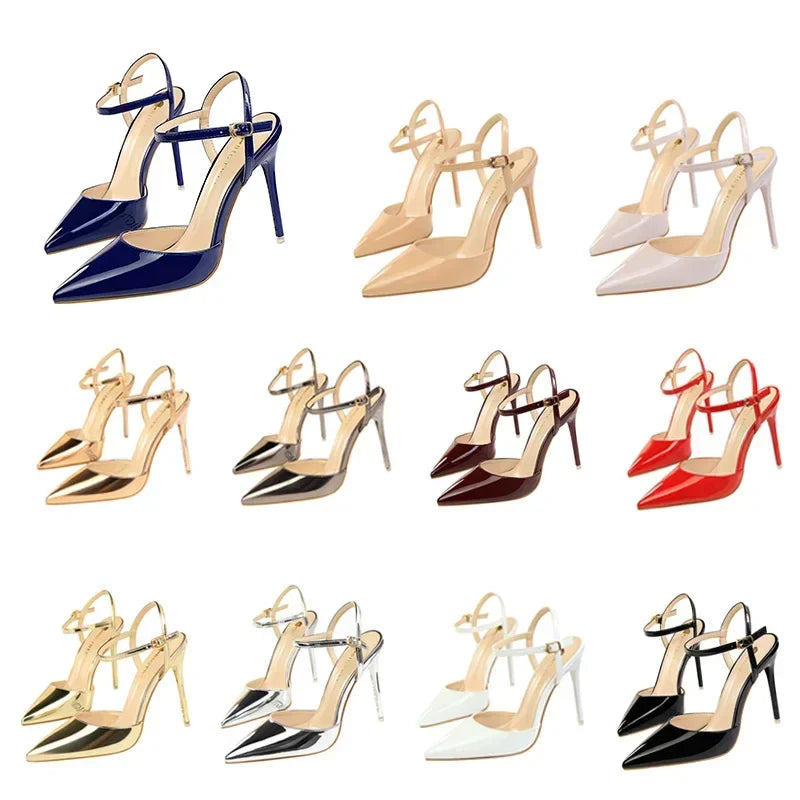 Summer Women Red Blue Sexy Nightclub Stripper Dance Sandals Lady Fetish 10.5cm High Heels Holiday Concise 2024 Versatile Sandles