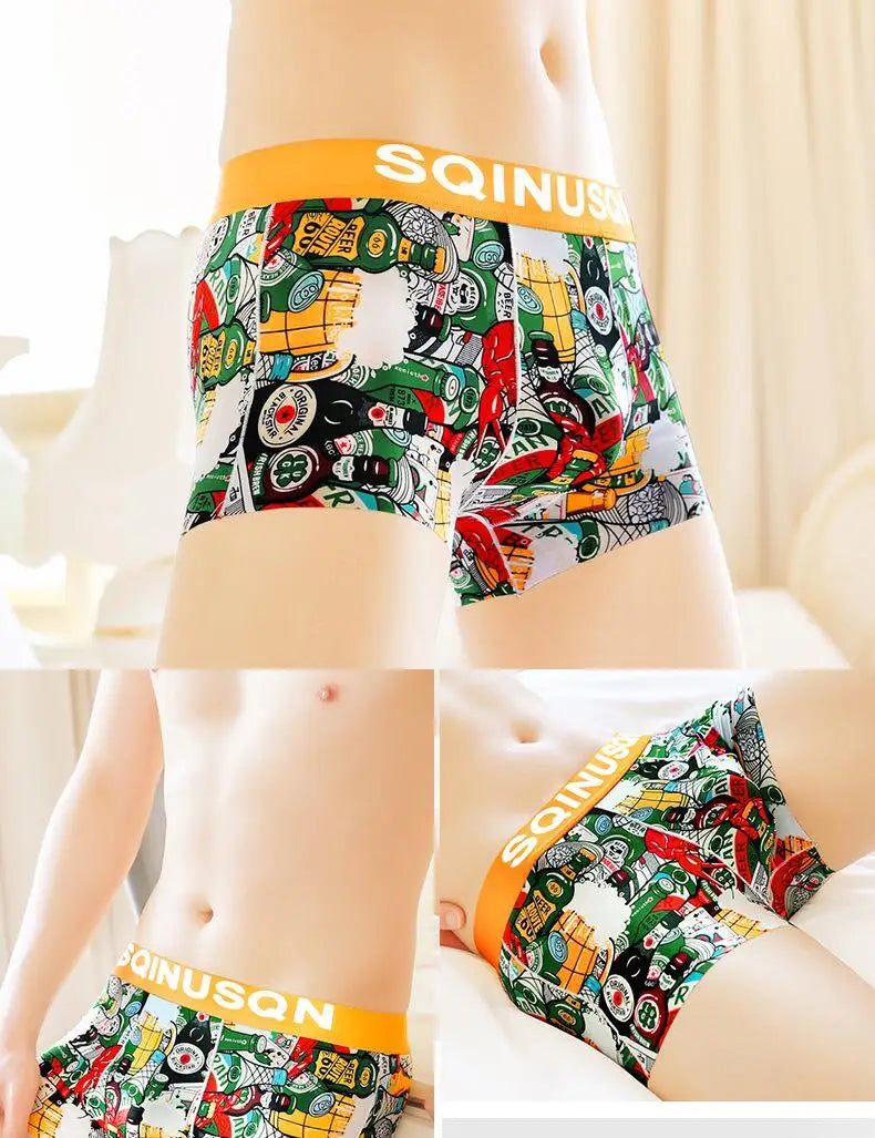 Lightweight Ice Silk Mens Underwear Elastic waistband Boyshorts Cotton 3D-Pouth Youth Boxer shorts Loose Male Boxer Underpants