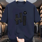 Summer men's 100% pure cotton casual loose fit plus size hi letter pattern  printed round neck short sleeved T-shirt top