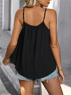 European and American sexy casual ladies top pure color loose pleated sleeveless camisole