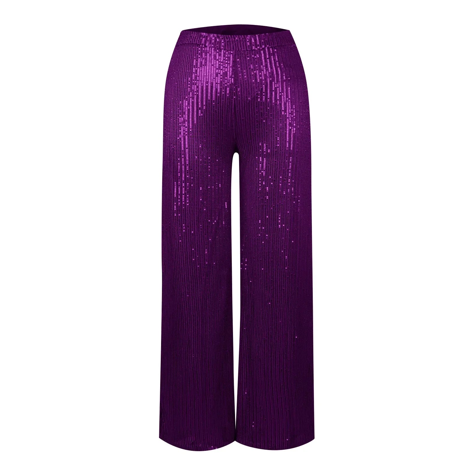 Women's Fashion Solid Color High Waist Sequin Side Zipper Draped Wide Leg Pants Pants for Women Women's Pants Women's Pants 2024