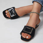 Fashion Women High Heel Slippers Summer Slip on Elegant Low Heel Shoes for Wedding Party Comfortable Non-slip Women's Slippers