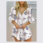New Women's Spring Summer Printed Long Sleeve Lapel Casual Shirt Dress Ladies Single-breasted Cardigan Irregular Mini Dress 2022