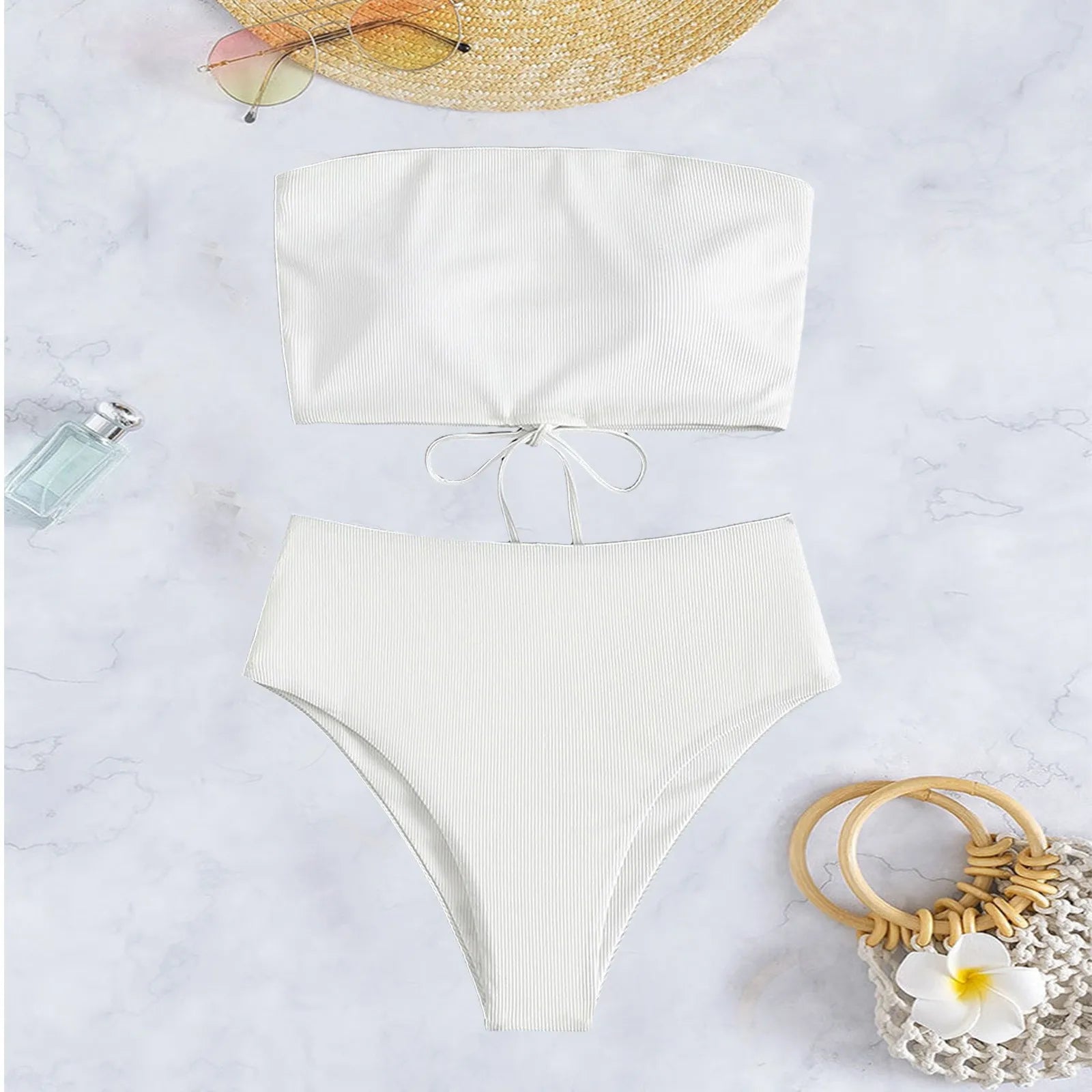 Bathing Suit Two-Piece Set Summer Swimwear Bra Briefs Bikini Set With Chest Pad Wire-Free Women Beach Suit Women Clothes
