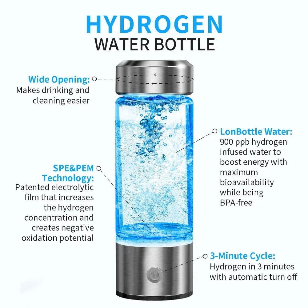 Hydrogen Water Bottle Generator Hydrogen Rich Health Cup Alkaline Ionizer USB Rechargeable Portable hydrogen Water Ionizer
