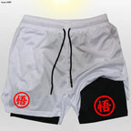 Goku Anime Running Shorts Men Fitness Gym Training 2 in 1 Sports Quick Dry Workout Jogging Double Deck