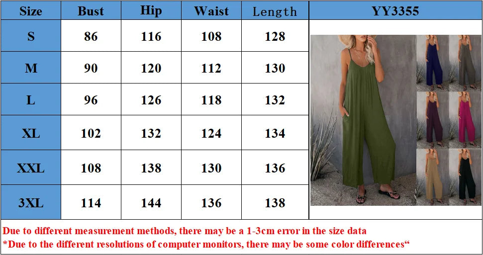 European and American Suspender  Women's 2023 Summer New Foreign Trade Tolid Color Pocket Casual Jumpsuit