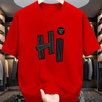 Summer men's 100% pure cotton casual loose fit plus size hi letter pattern  printed round neck short sleeved T-shirt top