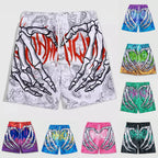 Elastic Waist Jogging Shorts Swim Trunks Board Shorts Summer Beach Shorts With Hand Print Y2k Shorts For Men Ropa Hombre