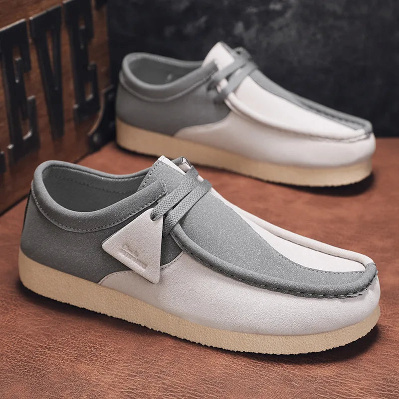 Fashion Khaki Casual Shoes For Men Suede Leather Loafers Men Platform Slip-on Men's Driving Shoes Lightweight Leisure Men Shoes