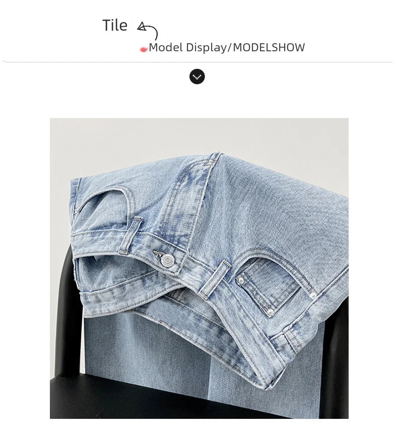 High-waisted Women's Vintage Jeans Loose-fit Straight-leg Slimming Draped Denim Trousers